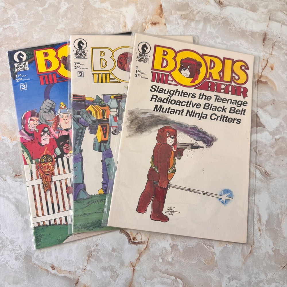 Dark Horse Boris the Bear Comic Book Lot Issues 1 2 3 Satire Vintage 1986